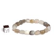 Agate Naturelle - Bracelets pierres roulées carrées (Lot de 5 pièces)
