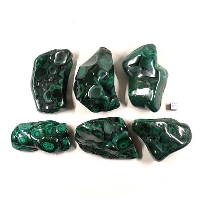 Malachite - Forme libre (morceau polie) n°07 ( Lot de 6 pièces )