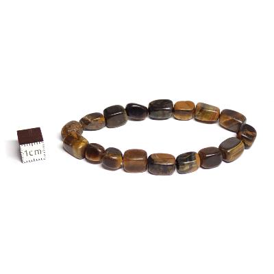 Oeil de Tigre - Bracelets pierres roulées carrées (Lot de 5 pièces)