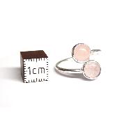 Quartz Rose - Bagues Double Réglable en Argent (Lot de 5 pièce)