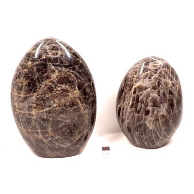 Pierre de Lune Noire - Forme libre n°14 (Lot de 2 pièces)