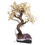 Arbre en pierre de Citrine Naturelle base Améthyste du Brésil Lot n°2603