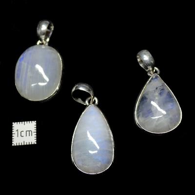 Pierre de Lune Bleutée Pendentifs Argent (Lot de 3 pièces) 2630 