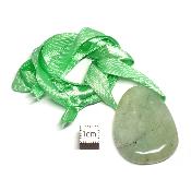 Aventurine Verte avec cordon - pendentif pierre plate (Lot de 5 pièces) 