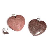Rhodonite - pendentif coeur (Lot de 10 pièces) 
