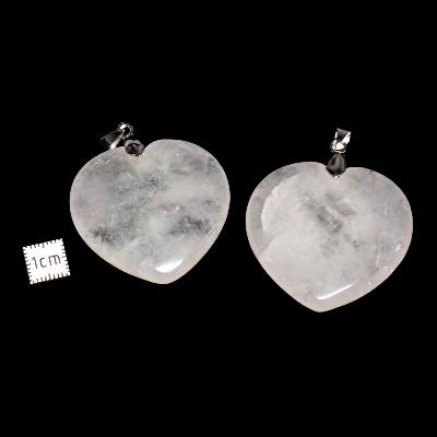 Cristal de Roche - pendentif coeur (Lot de 10 pièces) 
