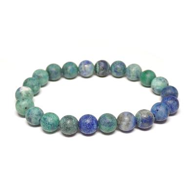 Lazulite sur quartzite teinte matte - Bracelets Boules (Lot de 5 pièces)