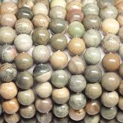 Jaspe Feuille Argent "A" - Bracelets Boules (Lot de 5 pièces)