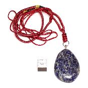 Lapis Lazuli qualité "B" avec cordon - pendentif pierre plate (Lot de 10 pièces) 