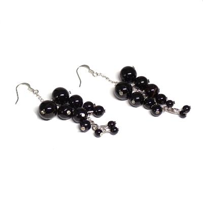 Obsidienne Noire - Boucles d'oreilles en grappes (Lot de 10 pièce) 