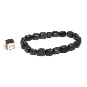 Obsidienne Noire - Bracelets pierres roulées carrées (Lot de 5 pièces)