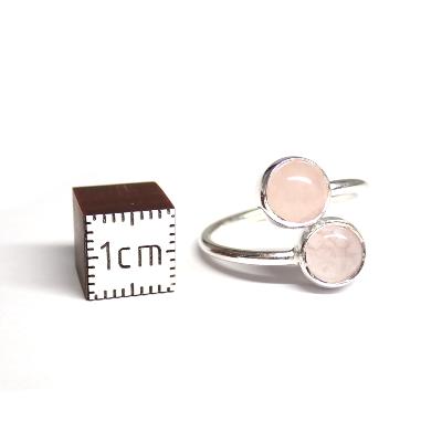 Quartz Rose - Bagues Double Réglable en Argent (Lot de 5 pièce)
