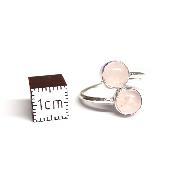 Quartz Rose - Bagues Double Réglable en Argent (Lot de 5 pièce)