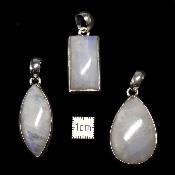 Pierre de Lune Bleutée Pendentifs Argent (Lot de 3 pièces) 15748