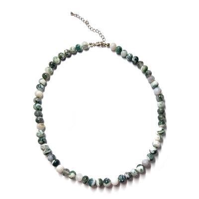 Agate Mousse - Collier Boule 6 mm