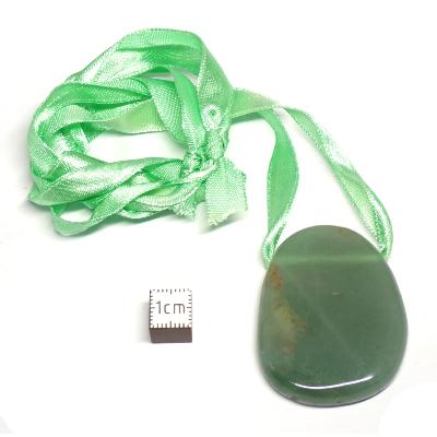 Aventurine Verte avec cordon - pendentif pierre plate (Lot de 5 pièces) 