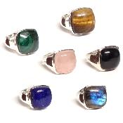 Mixte - Bagues Carrée Réglable en Argent (Lot de 3 pièce)