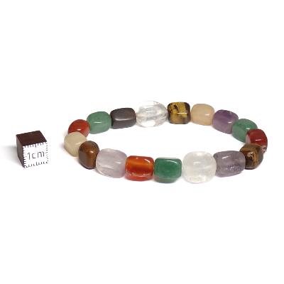 Mixte - Bracelets pierres roulées carrées (Lot de 5 pièces)