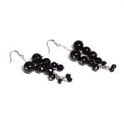 Obsidienne Noire - Boucles d'oreilles en grappes (Lot de 10 pièce) 