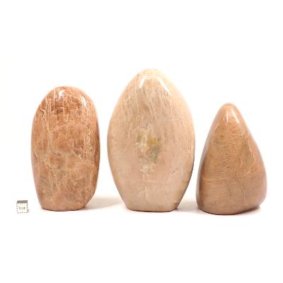 Pierre de Lune Orange - Forme libre n° 11 (Lot de 3 pièces)