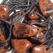 Obsidienne Acajou avec cordon - pendentif pierre roulé (Lot de 10 pièces) 
