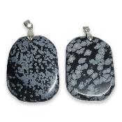 Obsidienne Neige - pendentif mini pierre plate