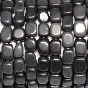 Obsidienne Noire - Bracelets pierres roulées carrées (Lot de 5 pièces)