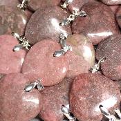 Rhodonite - pendentif coeur (Lot de 10 pièces) 