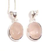 Quartz Rose - Pendentif en Argent (Lot de 3 pièce)