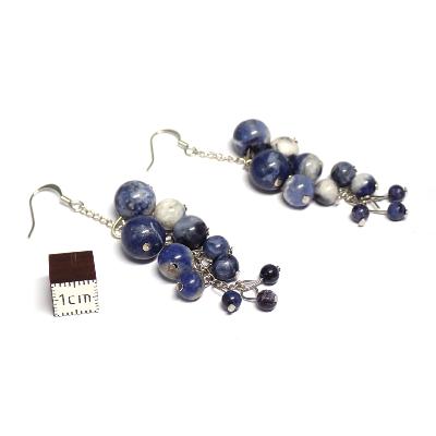 Sodalite - Boucles d'oreilles en grappes (Lot de 10 pièce) 