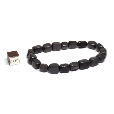 Obsidienne Noire - Bracelets pierres roulées carrées (Lot de 5 pièces)