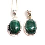 Malachite - Pendentif en Argent (Lot de 3 pièce)