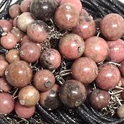 Rhodonite avec cordon - pendentif grappe (Lot de 10 pièces) 