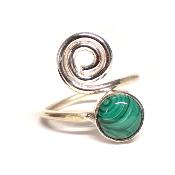 Malachite - Bagues Spirale Réglable en Argent (Lot de 5 pièce)