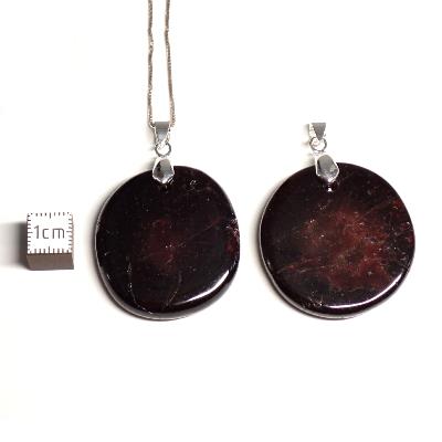 Grenat Rouge - pendentif mini pierre plate