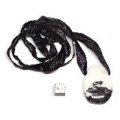 Jaspe Coquille avec cordon - pendentif pierre plate (Lot de 10 pièces) 