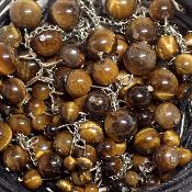 Oeil de Tigre avec cordon - pendentif grappe (Lot de 10 pièces) 