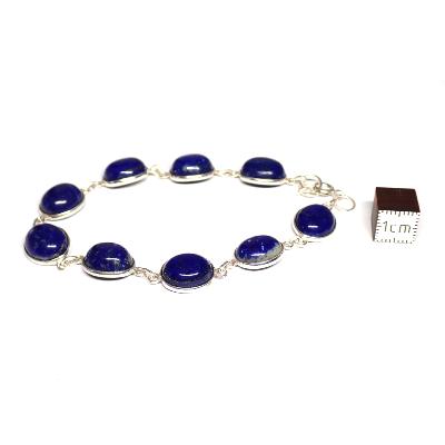Lapis Lazuli - Bracelet Ovale en Argent (Lot de 3 pièce)