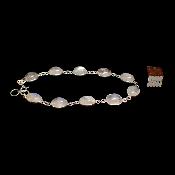 Pierre de Lune Bleutée - Bracelet Ovale en Argent (Lot de 3 pièce)