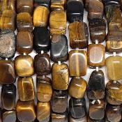 Oeil de Tigre - Bracelets pierres roulées carrées (Lot de 5 pièces)