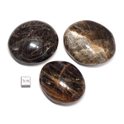 Pierre de Lune Noire - galet (Lot de 19 pièces ENVIRON)