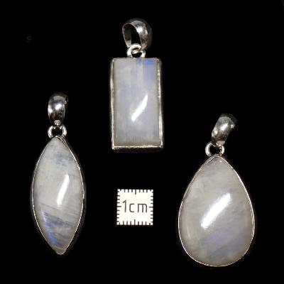 Pierre de Lune Bleutée Pendentifs Argent (Lot de 3 pièces) 15748