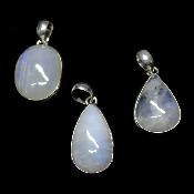 Pierre de Lune Bleutée Pendentifs Argent (Lot de 3 pièces) 2630 