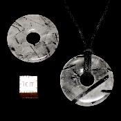 Cristal de roche avec inclusions de Tourmaline - Donut 3 cm Ø (Lot de 10 pièces)  