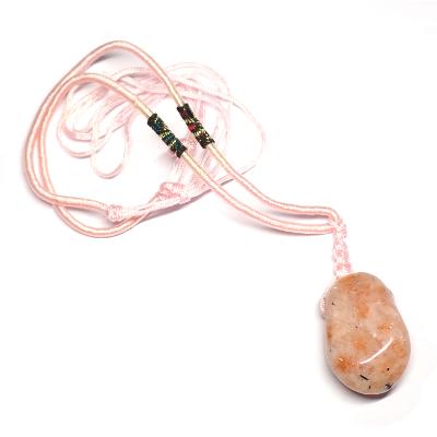 Pierre de Soleil avec cordon - pendentif pierre roulé (Lot de 10 pièces) 