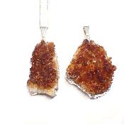 Citrine chauffée Amas - Pendentif pierre Brute Electroplated
