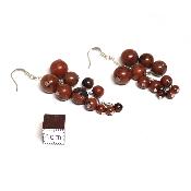Obsidienne Acajou - Boucles d'oreilles en grappes (Lot de 10 pièce) 