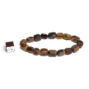 Oeil de Tigre - Bracelets pierres roulées carrées (Lot de 5 pièces)