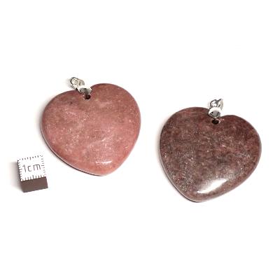 Rhodonite - pendentif coeur (Lot de 10 pièces) 