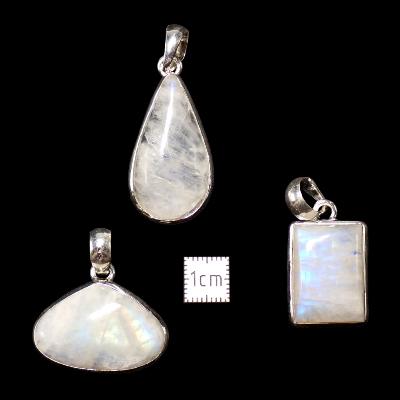 Pierre de Lune Bleutée Pendentifs Argent (Lot de 3 pièces) 15750
